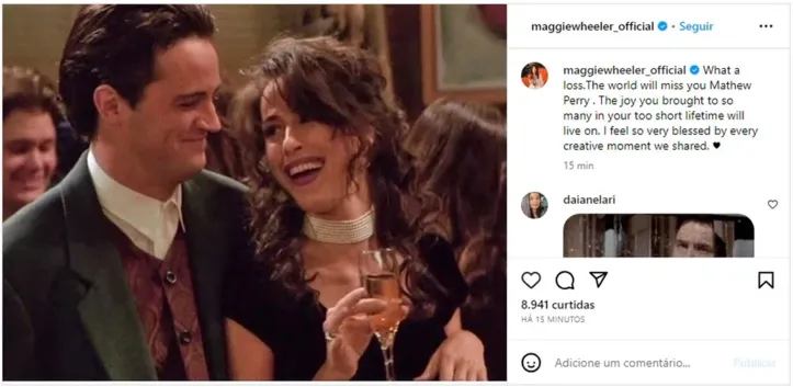 Imagem ilustrativa da imagem Janice de “Friends”, atriz Maggie Wheeler homenageia Matthew Perry