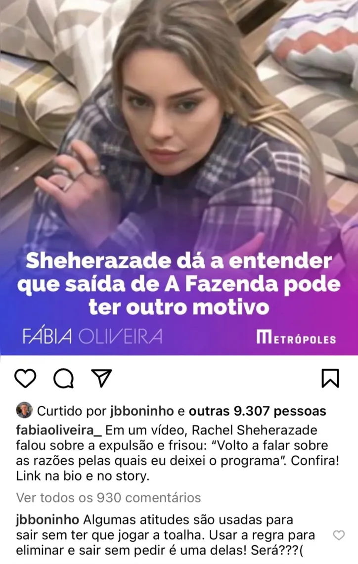 Imagem ilustrativa da imagem Rachel no BBB? Boninho reage à expulsão da jornalista de A Fazenda