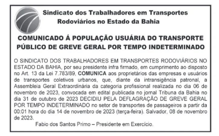 Edital de greve publicado