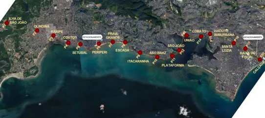 Todas as paradas do trecho do VLT entre a Calçada, em Salvador, e a Ilha de São João, em Simões Filho