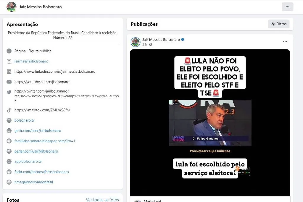 Imagem ilustrativa da imagem Empresa de dados resgata post de Bolsonaro incitando atos golpistas