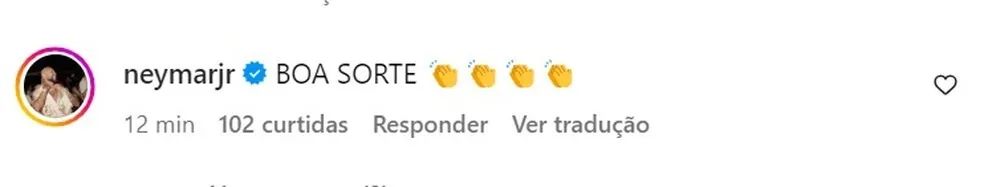 Imagem ilustrativa da imagem Neymar comenta em publicação de candidata a vaga no BBB24; confira