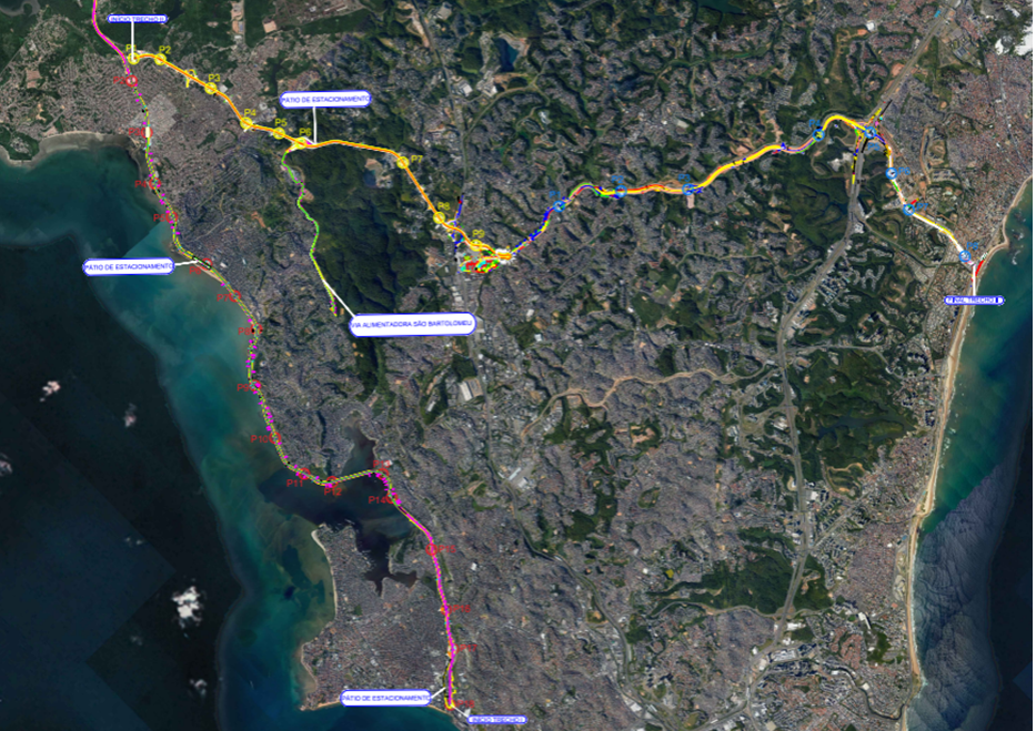 Traçado previsto para o novo sistema de veículo leve sobre trilhos