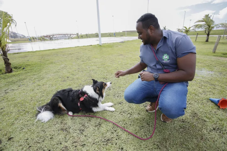 eterinário Luis Carlos com o cão Mab