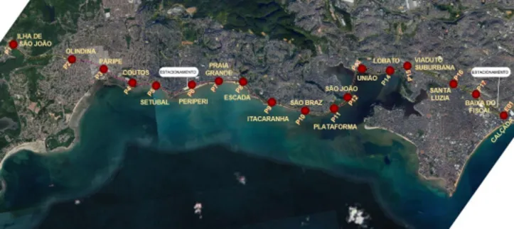 Todas as paradas do trecho do VLT entre a Calçada, em Salvador, e a Ilha de São João, em Simões Filho