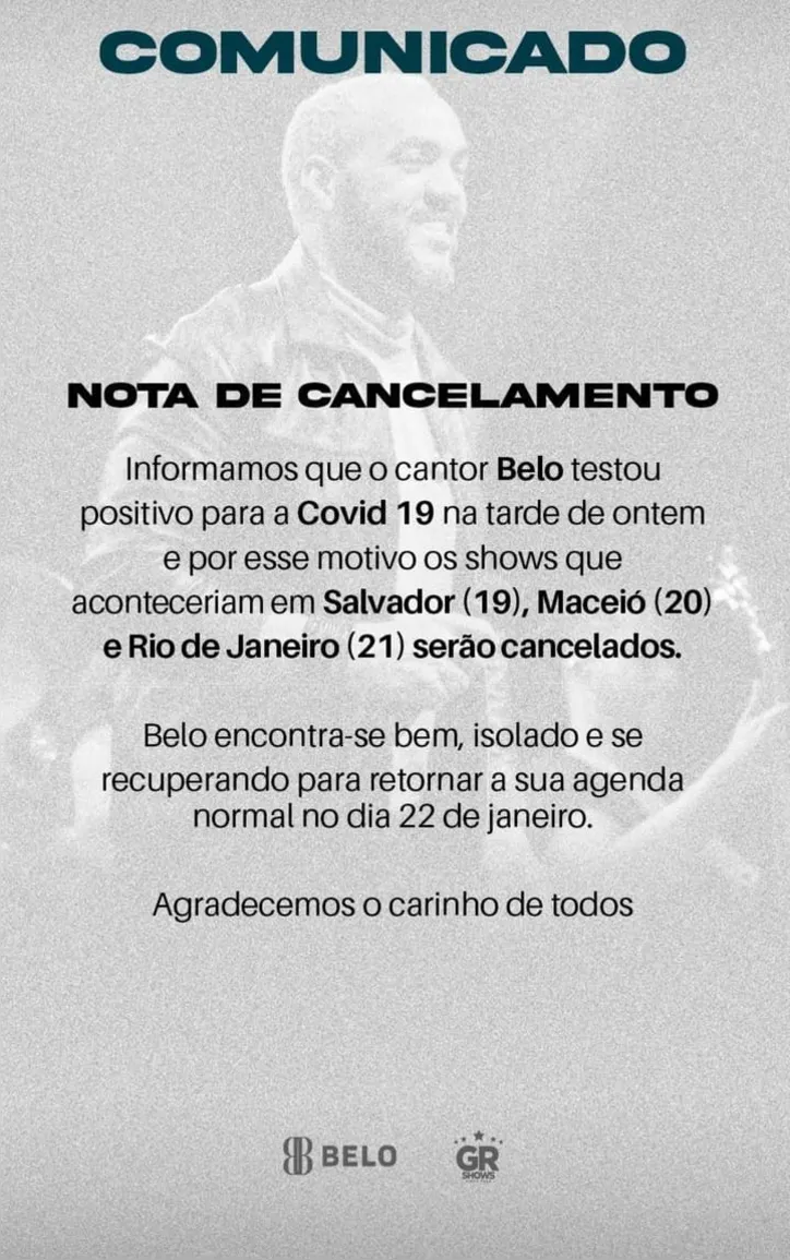 Nota do cantor Belo