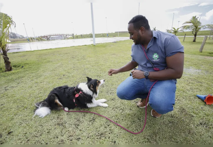 eterinário Luis Carlos com o cão Mab