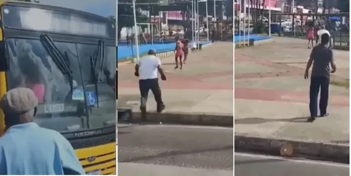 Passageiro pegou uma pedra e jogou na janela do veículo