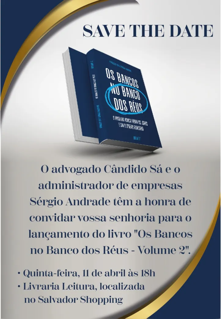 Imagem ilustrativa da imagem Cândido Sá e Sérgio Andrade lançam novo livro sobre juros bancários