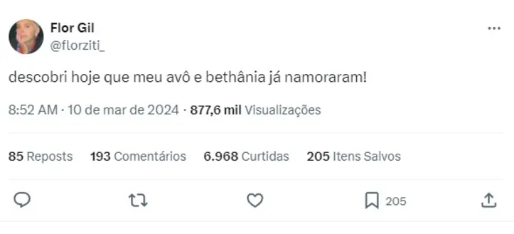 Imagem ilustrativa da imagem Flor Gil confirma que Gilberto Gil e Maria Bethânia já namoraram