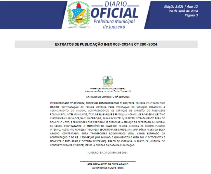 Imagem ilustrativa da imagem Prefeitura de Juazeiro contrata empresa de transporte por R$ 1,5 mi