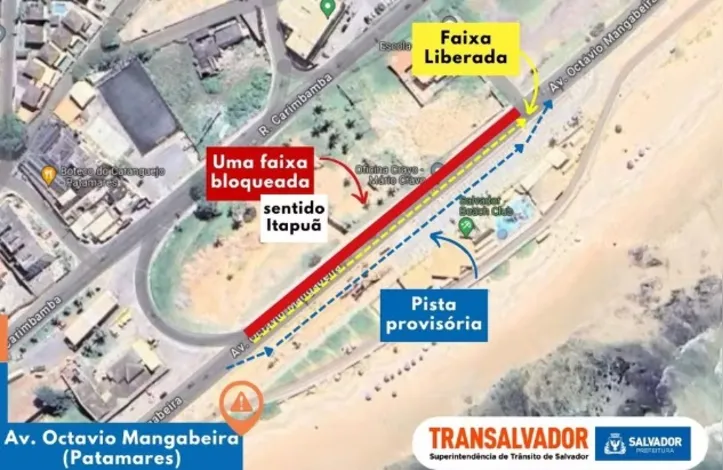 Imagem ilustrativa da imagem Trânsito na Avenida Octávio Mangabeira será alterado temporariamente