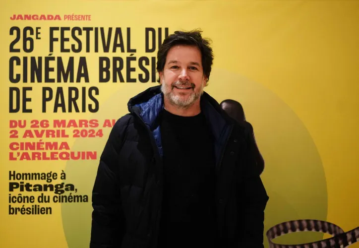 Murilo Benício na sessão de apresentação do filme "Pérola", no cinema L'Arlequin, em Paris