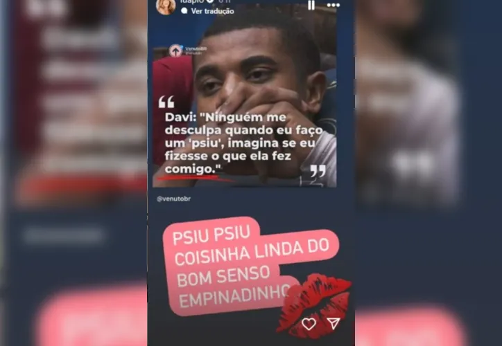 Imagem ilustrativa da imagem Piovani sai em defesa de Davi após saída de Wanessa: "psiu, coisinha"