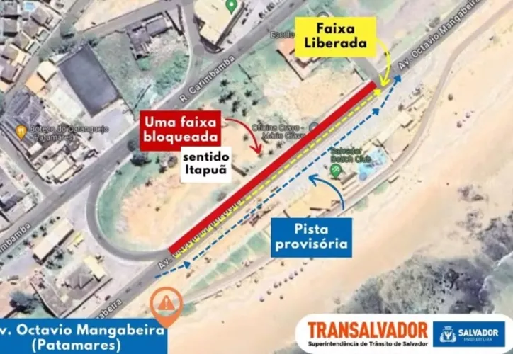Imagem ilustrativa da imagem Trânsito na Avenida Octávio Mangabeira será alterado temporariamente