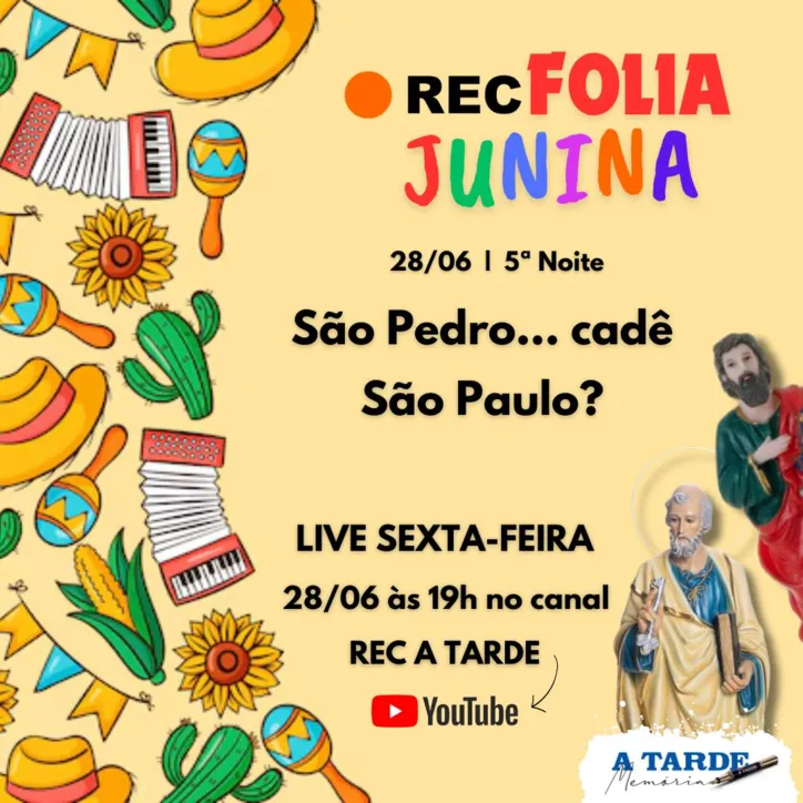 Imagem ilustrativa da imagem A festa de São Pedro e São Paulo é o tema da live do REC nesta sexta-feira