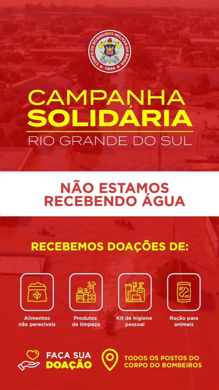 Imagem ilustrativa da imagem Bombeiros suspendem arrecadação de água para as vítimas do RS