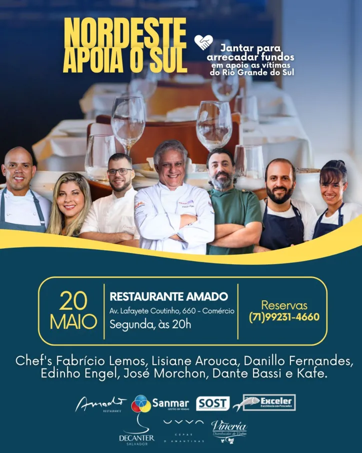 Imagem ilustrativa da imagem Chefs unem-se e realizam jantar beneficente em auxílio ao povo gaúcho