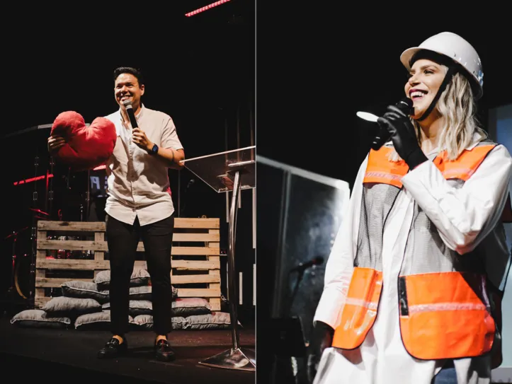 Jonatas e sua esposa Priscila em ação na Igreja Conexão