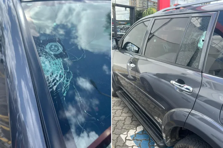 Mulher estava em carro, quando foi atingida