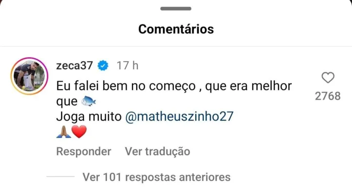 Comentário de Zeca