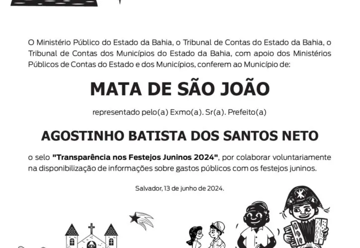 Prefeito de Mata de São João recebeu selo de transparência mas só informou menos da metade dos valores gastos com shows