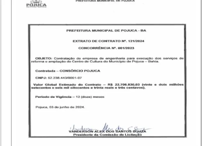 Imagem ilustrativa da imagem Prefeito de Pojuca vai gastar R$ 23 mi em reforma do Centro de Cultura