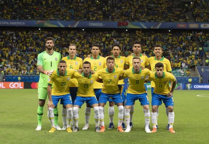 Time titular do Brasil contra a Venezuela, na Copa América de 2019