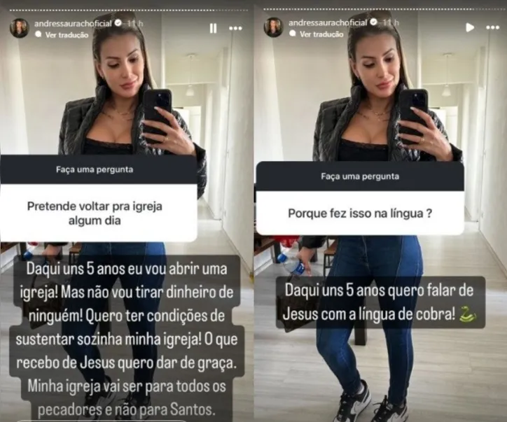 Imagem ilustrativa da imagem Andressa Urach revela que pretende criar igreja "para pecadores"