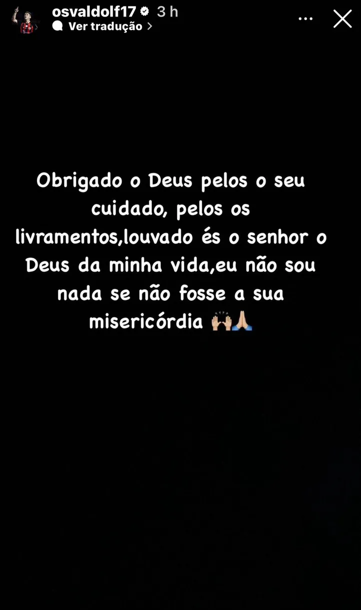 Osvaldo utilizou as redes sociais para tranquilizar a torcida sobre seu estado de saúde