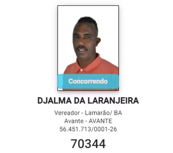 Djalma da Laranjeira (Avante), nome de urna de Djalma Juriti da Silva,