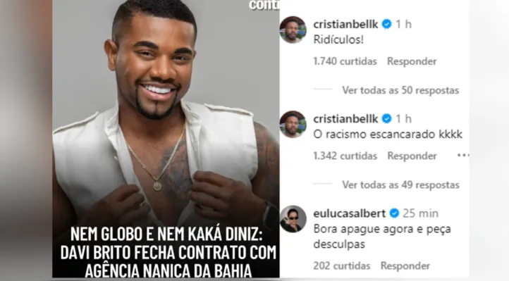 Imagem ilustrativa da imagem Cristian Bell se revolta após contratação de Davi Brito na sua agência