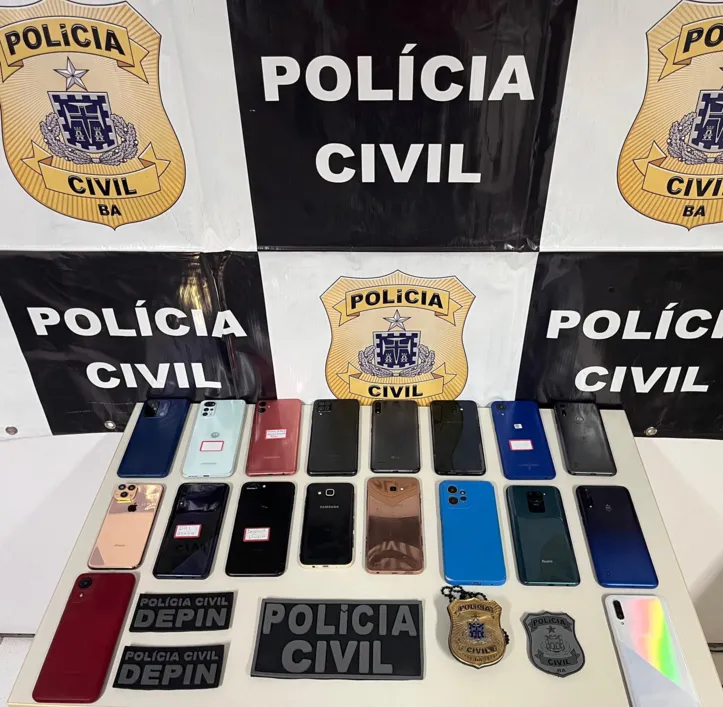 Celulares apreendidos pela Polícia Civil de Feira de Santana