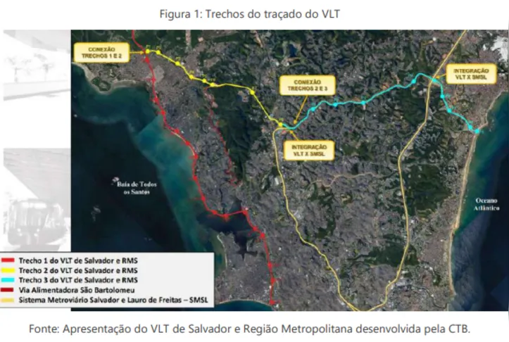 Traçado do novo VLT de Salvador