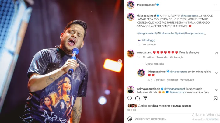 Thiago Aquino faz homenagem para Nara Costa