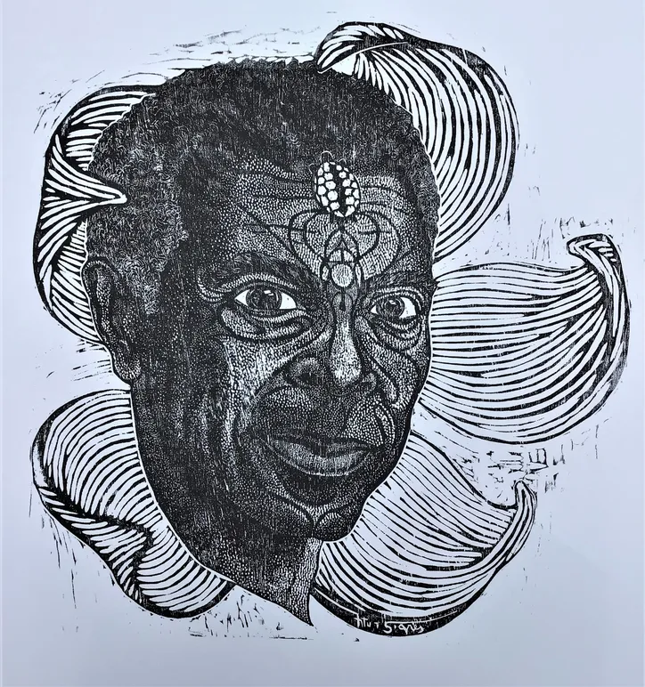 Gilberto Gil- em xilogravura de Artur Soar, 2019