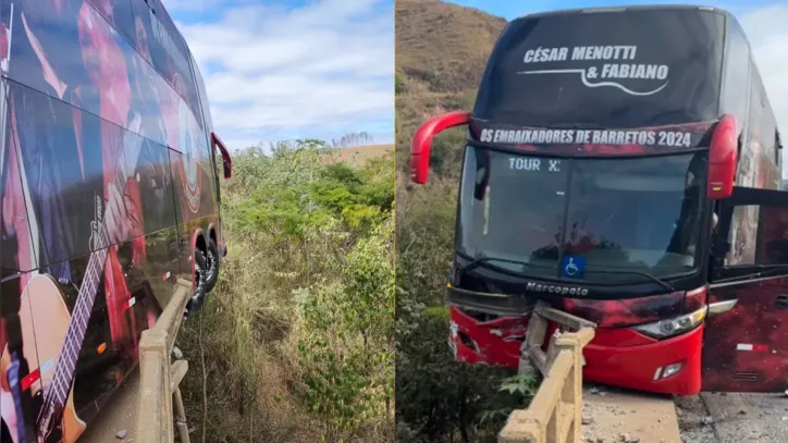 Cantor mostra como ficou ônibus após colisão