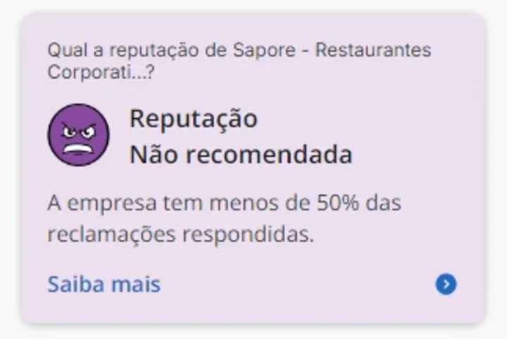 Print do site Reclame Aqui mostra reputação negativa da empresa