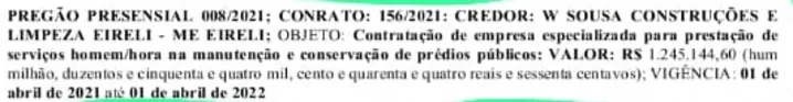 Publicação do Diário Oficial que mostra primeiro contrato com empresa investigada