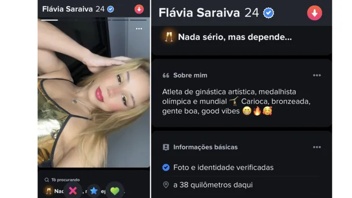 Perfil de Flávia Saraiva no Tinder