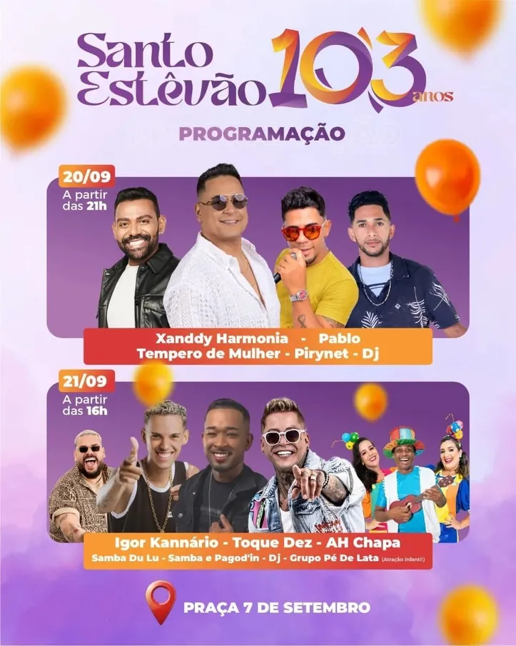 Imagem ilustrativa da imagem Veja programação da festa dos 103 anos de emancipação de Santo Estevão