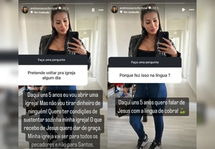 Imagem ilustrativa da imagem Andressa Urach revela que pretende criar igreja "para pecadores"