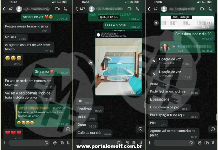 Imagem ilustrativa da imagem Foto de Davi com arma em conversa com Tamires vaza; veja conversas