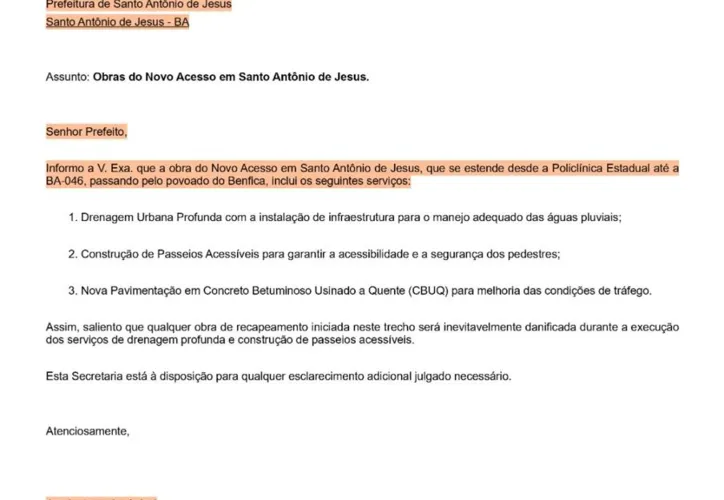 Documento foi enviado na quarta-feira, 31