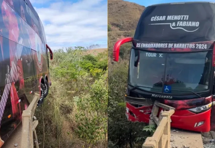 Cantor mostra como ficou ônibus após colisão