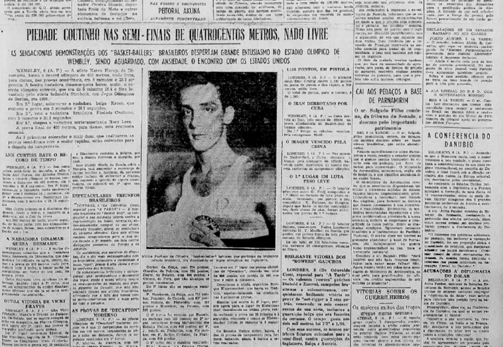O armador Nilton Pacheco foi destaque na edição de A TARDE de 6 de agosto de 1948