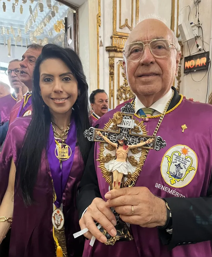 A homenageada Analuzia Moscoso e seu pai Nelson José de Carvalho