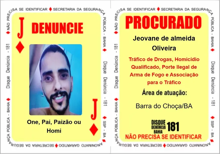 ‘Valete de Ouros’ é representada por Jeovane de Almeida Oliveira, conhecido pelos apelidos “One”, “Pai”, “Paizão” e “Homi”