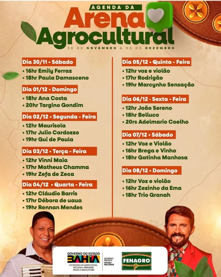 Imagem ilustrativa da imagem Confira as atrações da Arena Agrocultural Fenagro 2024