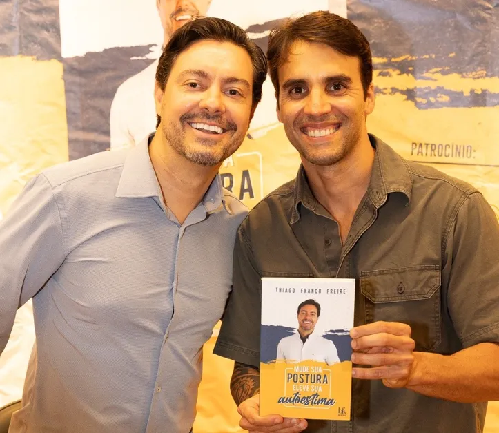 O fisioterapeuta Thiago Franco Freire, que lança livro, e o nutricionista Daniel Cady